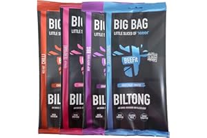 BEEFit Biltong Beef Jerky | Flavour Fest - Traditional, Red Hot Chilli & BBQ | 6x250g (2 of Each Flavour) | High Protein | Gluten Free