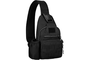 Explokit Taktischer Sling-Rucksack Klein Militär Umhängetasche Molle Crossbody Brusttasche Military Chest Rucksack für Herren Damen Trekking Reise Wandern Outdoor (#01-Schwarz)