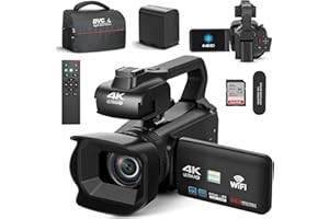NBD Camcorder 4K Video Camera Auto Focus 64MP 60FPS 18X Zoom Digital Vlogging Camera for YouTube 4.0" Touch Screen WiFi Webcam Video Camera with 32G SD Card (VC)