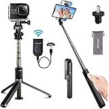 PEYOU Selfie Stick Tripod, 4 in 1 Rechargeable Extendable & Portable Bluetooth Selfie Stick with Wireless Remote 360° Rotatio