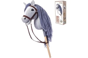 HOPPIMALS HOPPIHORSE Sport Edition Hobby Horse, A3 Taille, Têtes de Cheval à Chevaucher avec Bride, Rênes, Sangle d'Épaule, Queue, Poignée en Silicone dans Une Boîte-Cadeau, Cheval Baton, Cheval de Passe