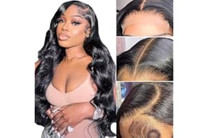 RXY Body Wave 5x5 HD Lace Front Wigs Perruque Femme Naturelle Perruque Bresilienne Cheveux Humain 180% Density 10A Human Hair for Black Women Transparent Glueless Wigs Pre Plucked 16 Pouces