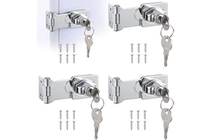 Knpwer 4 Pcs Cadenas Moraillon de Verrouillage,Moraillon de Verrouillage en Métal,3 Inch Serrure à Moraillon en Alliage de Zinc pour Casiers Tiroirs Armoires Boîtes