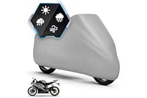 ‎WALSER Motorrad Abdeckplane All Weather M, 100% wasserdichte Outdoor Motorrad Plane Ganz-Jahres-Schutz, Abdeckplane Silber 215x95x120 cm