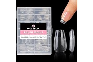 UNA GELLA Kurz Coffin Nageltips 504 Stück Press auf Nägel Tips für Volle Abdeckung Akryl Kurz Sarg Nägel Künstliche Nagelspitzen für Nagelverlängerung Home DIY Nagelstudio 12 Größen Gelly Tips
