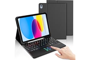 IVEOPPE Teclado iPad 10 Generación 2022/11 Generación A16 2025 (10.9/11 Pulgada) con Touchpad, Funda Teclado Trackpad Bluetooth Español Ñ Inalámbrico Desmontable para iPad 10/11 Generación, Negro