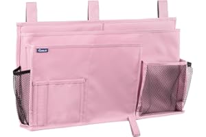 Surblue Nachttisch Caddy Hängebett Organizer Aufbewahrungstasche Tasche für Etagen-und Krankenhausbetten, Studentenwohnheime, Babybettgitter, Lager 8 Taschen(Rosa)