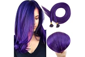 RUNATURE Estensioni Cheratina Capelli Veri Colorati Viola 16 Pollice/40cm U Tip Fusione Hair Extension con Keratina Capello Umano 25 Strands/20g Extension Capelli Veri Lisci Cheratina