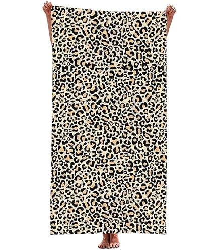 DRAP DE PLAGE LEOPARD PERCHE SUR UN ARBRE SERVIETTE EPONGE JACQUARD