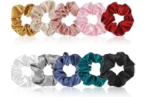 BREMOROU 10 sztuk jedwabnych gumek do włosów Scrunchie z satyny jedwabnej, 10 kolorów ozdoby do włosów, gumka do włosów, odporna na rozdarcie, gumki do warkocza dla dziewczynek z grubymi i cienkimi włosami
