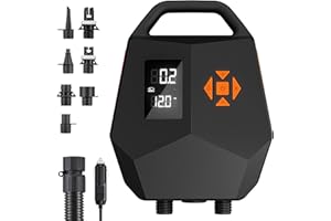 BLUEWOOD Paddle Board Pump, 20PSI High Pressure Air Pump, Dual Motor Sup Pump Electric Portable with Low Noise, Smart Auto-off & Deflation, 12V DC Car Connector for Inflators, Inflatable Boards, Boats, Yoga