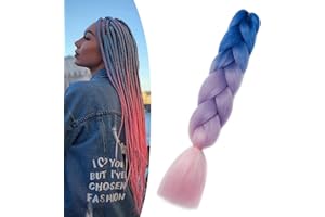 ‎GAIRYAN Gairyan Jumbo Braids, Extensions, Synthetic Hair for Braiding, 1 Piece, Braiding Hair Extensions, 60 cm, Ombre, Synthetic Braids, Afro Hair, Box Braids/Crochet Braids, Blue & Purple & Pink