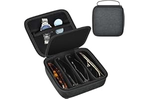 Grapsa Reise Sonnenbrillen Aufbewahrung für Glapeame/für CARFIA/für wearPro/für Wrimen, Brillenbox für Mehrere 8 Sonnenbrillen und Uhren, Schlüssel, Kopfhörer- L(nur Tasche)