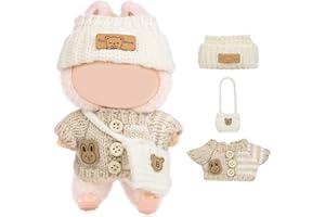 Vicloon Bekleidung für 17cm Plüsch, Puppenkleidungs Set für Puppe, Kuscheltier Kleidung Outfit, Puppenzubehör, Niedlich Outfit Accessoires für Puppen,Ideales DIY Kinder Geschenke-Brauner Hasenpullover