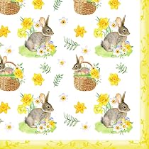 PMS Tovaglioli Di Carta Pasqua 3 Veli, Coniglietto, 33x33 Cm, Confezione Da 12 - 3