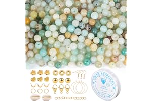 EUES 180 Stück 4mm Natürliche Amazonit Perlen Für Armbänder, Edelstein Perlen Set Perlen Armbänder Selber Machen,Glasperlen Set Mit Zum Auffädeln Für Ketten Ringe Handykette Schmuckherstellung Kit