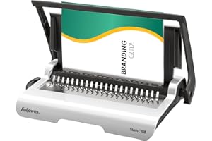 Machine à relier Fellowes Star+ avec rangement – Perfore 15 feuilles A4 – Reliure manuelle à anneaux plastique – Relie jusqu’à 150 feuilles – Idéale pour la maison ou petit bureau