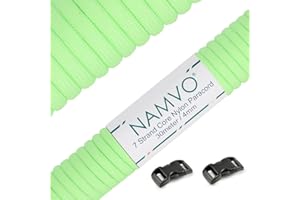 Namvo 550 Luminous Glow in the Dark Paracord Mil Spec Type III 7 strand parachute cord Green 100ft / 30 Meters