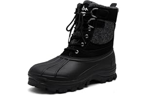 Maxome Mens Winter Boots Waterproof Insulated Snow Boots Outdoor Non Slip Lace-Up Hiking Booties