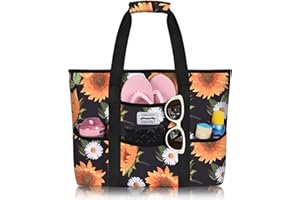 HOMESPON Große Wasserdichte Strandtasche mit Reißverschluss und Taschen für Damen