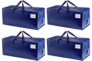 VENO 87 Liter extra große Umzugstaschen mit Rucksackgurten, Umzugshelfer, starke Griffe und Reißverschlüsse, Kleideraufbewahrung, Wäschesäcke, wiederverwendbar und nachhaltig (Blau, 4er-Pack)