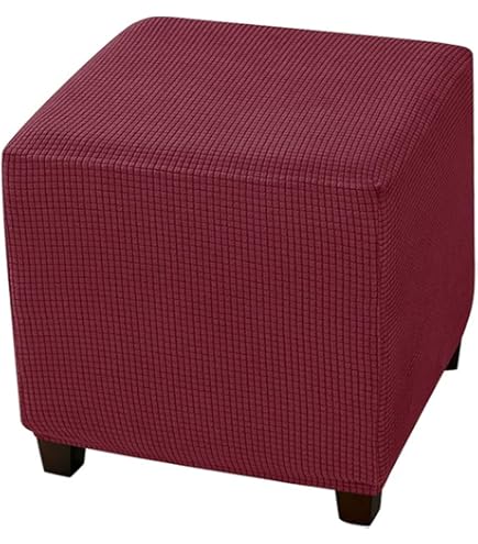 Copri Pouf Quadrato Elasticizzato - 50/40/80cm Jacquard Copripoggiapiedi Fodera In Ottomano, Copertura Per Sgabello Quadrato Copertura Dell'Ottomano,Protezione Per Fondo Elastico(Color 21,35x35cm/14x1