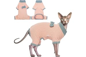 DENTRUN Cat Clothes Cat Jumpers for Cats Only Breathable Cat Outfit Onesie Soft Sphynx Cat Kitten Clothes Cat Clothing Coat Sweater T Shirt Knitted Dog Fleece Jumper Pyjamas for Hairless Cats（Pink，M）