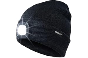 COTOP Unisex LED czapka beanie czapka męska damska prezent zimowa ciepła czapka beanie, bez użycia rąk, podświetlana czapka beanie na spacery z psem, noc, bieganie, kemping, wędrówki, Czarny, Rozmiar