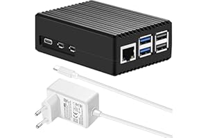 Boîtier pour Raspberry Pi 5, iUniker Raspberry Pi 5 - en Aluminium - Refroidissement Passif - avec Bloc d'alimentation Raspberry Pi 5 GaN PD 27W USB C EU - Compatible avec Raspberry Pi 5