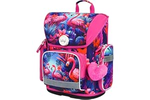 Baagl Schulranzen Jungen Mädchen für 1. Klasse (oder 2.Klasse), Ergo Schultasche Jungs Mädchen Grundschule, Leichter Kinder Ranzen Tornister Schulrucksack mit Brustgurt