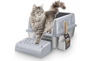 WUBUSHAN Lettiera gatto acciaio inox, Stainless steel litter box, Lettiera gatto aperta, Toilette per gatti, Lettiera gatto xxl, Bordo alto, Non si Attacca ai Residui, Non Attira Gli Odori, Facile da Pulire