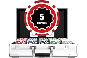 HEITOK Casino Poker Set con chip numerati 1000 pezzi per carte di credito, 11,5 Gram with Playing Cards Waterproof for Texas Hold'em, Blackjack Gambling, Card Club or Late Night Poker Games