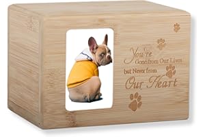Urne Ceneri Cane con Foto, Darryy 16x11x11 cm Urna per Ceneri Cane in Legno, Scatola Porta per Ceneri Cane, Urna per Gatto Domestici, Urna per Animali Domestici, Commemorativa con nera flanella