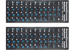 LUCOCIA 2PCS adesivi universali per tastiera giapponese, adesivi di ricambio per tastiera per computer portatile, tastiera per desktop, notebook, tastiera, adesivo con alfabeto (Russo Blu)