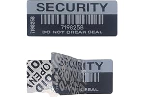 PORTRAYER PUBLISHERS SECURITY LABELS 100 X Security Labels Do Not Break Seal Black with White Printing Tamper Evident Each with Unique Serial Number