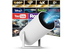 MAYPUG Mini proyector 4K compatible, videoproyector portátil WiFi 6 Bluetooth, proyector de vídeo con llave automática, 130 pulgadas, giro 180 grados, sistema operativo Android 11.0 (gris)