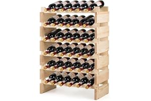 TANGZON 6/9-Tier Wooden Wine Rack, 60/72/108 Bottles Stackable Wine Holder, Free Standing Wine Bottle Display Storage Organizer for Home, Kitchen and Bar (36 Bottle, 63 x 28 x 85cm)