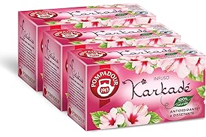 Pompadour, Infuso Karkadé, 60 Filtri (3 Confezioni da 20 Filtri), Tonico e Dissetante, 100% Naturale, Senza Lattosio, Glutine e Allergeni, Vegan