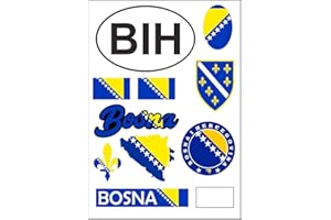 APROM Bosnien Aufkleber Karte Stickerbogen - PKW Auto Motorrad - Biker Fahne Tuning - Auslandskennzeichen - Urlaub - Banner 17 x 24 cm