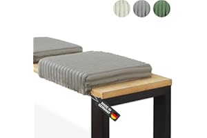 ‎LYCCE Lycce Deluxe Bankauflage mit Klemmkissen und Extra Polsterung, Sitzkissen aus Cordstoff für Banktiefe ab 35 cm – Grau
