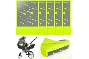 COCHIE Pack of 5 Pushchair Reflectors with Velcro Fastening, Universal Safety Reflectors for Buggies, Bicycles, Trailers and More, Meteor Motif, Neon Yellow