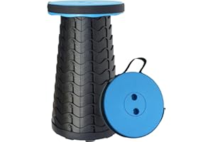 Ballsea Tabouret Pliant Portable, Camping Tabouret, Hauteur télescopique réglable de 7 à 45 cm, Tabouret telescopique Sac a Dos Tabouret (Bleu)