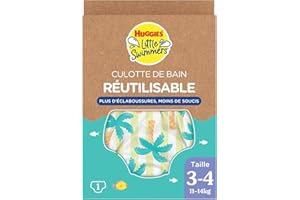 HUGGIES Little Swimmers MAXIPACK - Couches de bain pour bébé Taille 3/4 (11-14kg) - premières baigandes - protège sans gonfler - barrière anti-fuite - ceinture extensible ajustée