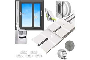 Aozzy 160cm kit fenêtre climatiseur mobile Longueur réglable 66-160cm avec Adapt Universel 13/15cm Verrou de Sécurité & Joint pour Climatiseur Mobile sur Fenêtres Verticales/Horizontales