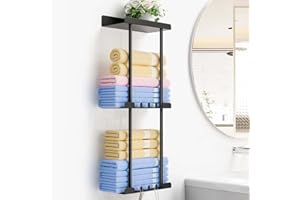 Laimew Handtuchhalter Ohne Bohren, Handtuchhalter Schwarz, Handtuchhalter Bad, Selbstklebend Handtuchhalter Bad Zubehör, Handtuchhalter Wand für Bad Küche Handtuchstange Ohne Bohren Schwarz