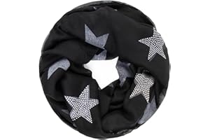 Glamexx24 Loop Schal mit Sternenmuster - Damen Leichter Langschal, Schlauchschal, Loopschal Tuch für Frühling und Herbst in vielen Farben