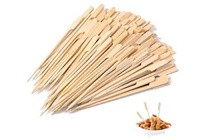 YSDYY Lot de 200 brochettes en bambou pour barbecue, brochettes en bois respectueuses de l'environnement, brochettes en bois pour barbecue, accessoires fête barbecue, fruits, décoration gâteaux (12 cm)