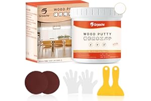 GRPOCHE Mastic à Bois 500g, Mastic À Bois Décoratif Rebouche Bois pour Gros Trous et Fissures Bois Clair, Séchage Rapide (Blanc)