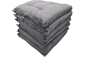 IL DOLCE STILE DELLA TUA CASA Juego de cocina con 6 cojines para silla de color liso, 4 puntos, acolchado y grosor de 5 cm, fabricado en Italia (gris)