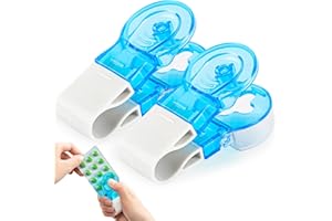 Pill Taker 2PCS Pill Popper for Blister Packs Gamtoise Portable Pill Puncher Pill Splitter with Box
